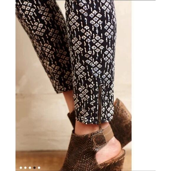 Anthropologie Pilcro Serif Sateen Skinny Jeans Womens Size 27 Blue Ankle Zip EUC - Picture 3 of 9